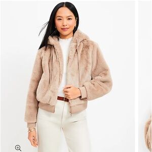 NWT LOFT Faux Fur Bomber Jacket size M